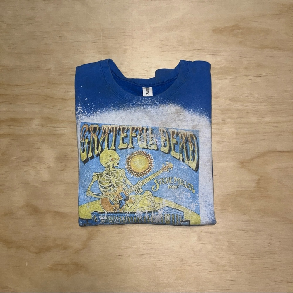 Grateful Dead Chicago Soldier Field Blue Bleached Crewneck Sweatshirt L